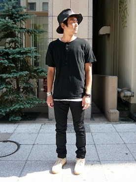 「nonnative（ノンネイティブ）のアイテム（ハット）」を使った、KAMEさん（メンズ・172cm）の夏コーディネート