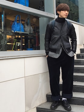 「N.HOOLYWOOD」｜「アイテム（その他）」を使った、並木一樹さん（メンズ・180cm）の秋コーディネート