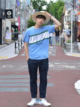 「tim.（ティム）のアイテム」を使った、並木一樹さん（メンズ・180cm）の夏コーディネート