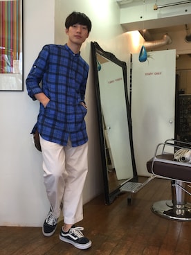 「MHL.」｜並木一樹さん（メンズ・180cm）の夏コーディネート