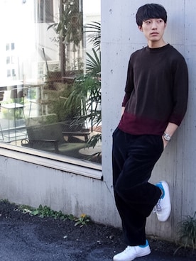 「UNIVERSAL PRODUCTS（ユニバーサルプロダクツ）のアイテム」を使った、並木一樹さん（メンズ・180cm）の秋コーディネート