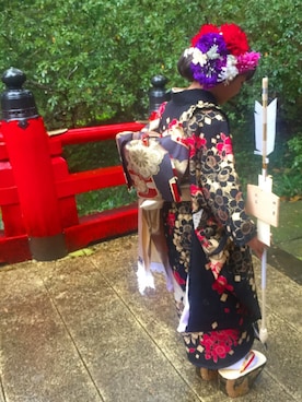 「髪飾り」｜「アイテム（その他）」を使った、えみりさん（キッズ・122cm）の秋コーディネート