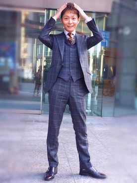 「ウィンドウペン」｜「アイテム（セットアップ）」を使った、qkさん（メンズ・170cm）の秋コーディネート