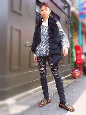 「Ann DEMEULEMEESTER（アンドゥムルメステール）のアイテム（その他アウター）」を使った、qkさん（メンズ・170cm）の冬コーディネート