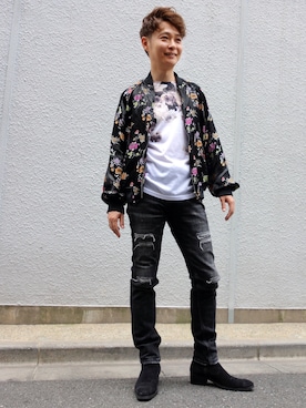 「サンローランパリ」｜「アイテム（ブルゾン）」を使った、qkさん（メンズ・170cm）の春コーディネート