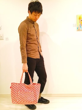 「mintdesigns（ミントデザインズ）のアイテム（バッグ）」を使った、shojisanさん（メンズ・175cm）の春コーディネート
