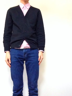 「JUNMEN（ジュンメン）のアイテム（シャツ/ブラウス、ピンク系）」を使った、T@kahashiさん（メンズ・177cm）の冬コーディネート