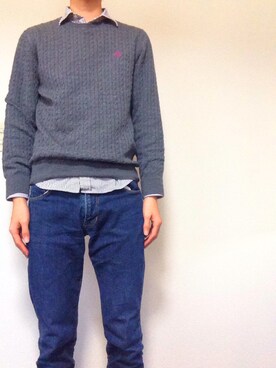 「UNITED ARROWS（ユナイテッドアローズ）のアイテム（シャツ/ブラウス、ホワイト系）」を使った、T@kahashiさん（メンズ・177cm）の冬コーディネート
