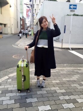 「travel」｜「アイテム（ダウンジャケット/コート）」を使った、stellaさん（レディース・173cm）の春コーディネート
