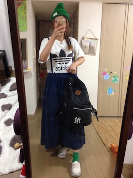 「FREDY&GLOSTER（フレディアンドグロスター）のアイテム（ニットキャップ/ビーニー）」を使った、smilemiさん（レディース・162cm）の夏コーディネート