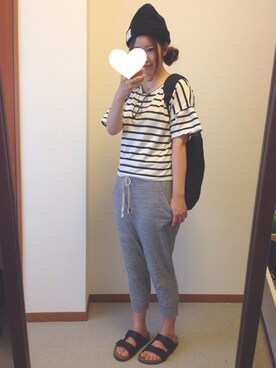 「coca（ANDEX shoes product）（コカ）のアイテム（Tシャツ/カットソー）」を使った、smilemiさん（レディース・162cm）の夏コーディネート
