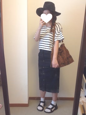 「coca（ANDEX shoes product）（コカ）のアイテム（Tシャツ/カットソー）」を使った、smilemiさん（レディース・162cm）の夏コーディネート