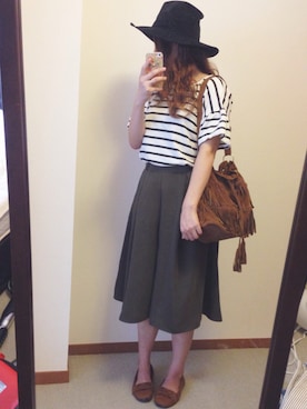 「coca（ANDEX shoes product）（コカ）のアイテム（Tシャツ/カットソー）」を使った、smilemiさん（レディース・162cm）の秋コーディネート