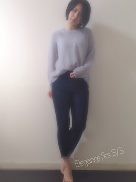 「透かし編みニット」｜のぐちさん（レディース・163cm）の冬コーディネート