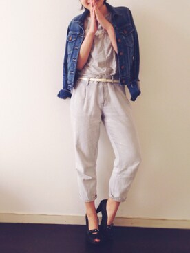 「テーパードデニム」｜のぐちさん（レディース・163cm）の冬コーディネート