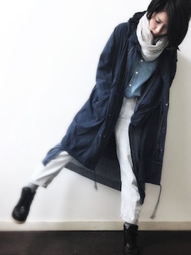 「オーバーサイズコート」｜「アイテム（ミリタリージャケット）」を使った、のぐちさん（レディース・163cm）の春コーディネート