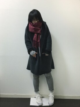 「フェリシモ（フェリシモ）のアイテム（その他アウター）」を使った、のぐちさん（レディース・163cm）の冬コーディネート