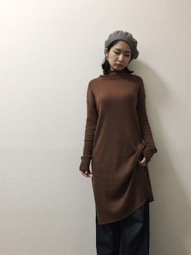 「KBF+（ケービーエフプラス）のアイテム（帽子）」を使った、のぐちさん（レディース・162cm）の秋コーディネート