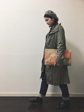 「KBF+（ケービーエフプラス）のアイテム（帽子）」を使った、のぐちさん（レディース・163cm）の秋コーディネート