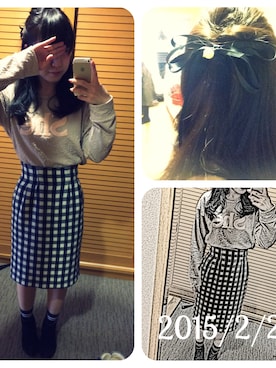 「くるりんぱヘアー」｜「アイテム（トップス）」を使った、misakitty*さん（レディース・155cm）の冬コーディネート