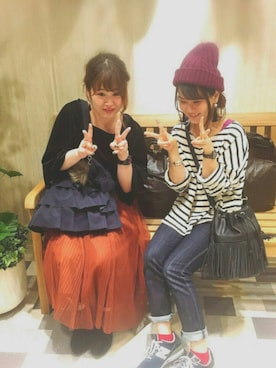 「フリルトート」｜「アイテム（その他）」を使った、piyonさん（レディース・156cm）の秋コーディネート