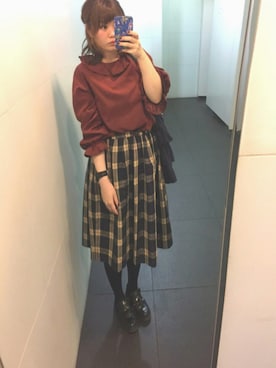 「フリルトート」｜「アイテム（その他）」を使った、piyonさん（レディース・156cm）の秋コーディネート