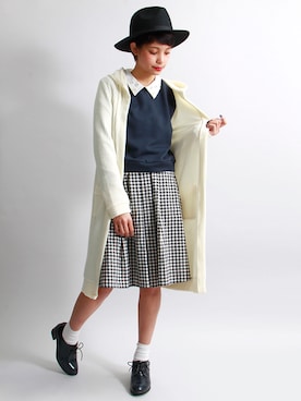 「スウェット×シャツ」｜佐々木まゆさん（レディース・169cm）の冬コーディネート