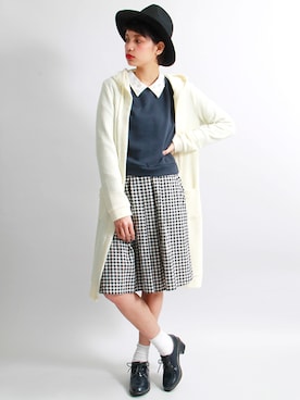 「スウェット×シャツ」｜佐々木まゆさん（レディース・169cm）の冬コーディネート