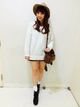 「Heather（ヘザー）のアイテム（帽子）」を使った、あきりんさん（レディース・163cm）の秋コーディネート