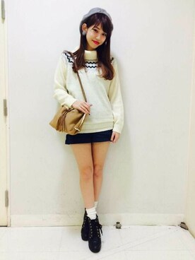 「へザー」｜「アイテム（ハンチング/ベレー帽）」を使った、あきりんさん（レディース・163cm）の秋コーディネート