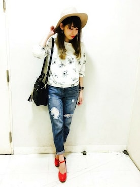 「Heather（ヘザー）のアイテム（帽子）」を使った、あきりんさん（レディース・163cm）の冬コーディネート