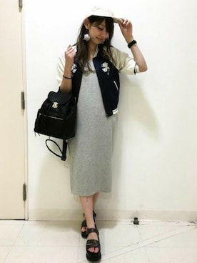 「スポサン」｜「アイテム（ブルゾン）」を使った、あきりんさん（レディース・163cm）の春コーディネート