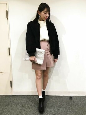 「へザー」｜「アイテム（MA-1）」を使った、あきりんさん（レディース・163cm）の秋コーディネート