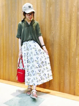 「とろみシャツ」｜「アイテム（キャップ）」を使った、Maaakiさん（レディース・152cm）の夏コーディネート