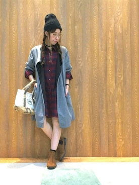 「DRESKIP（ドレスキップ）のアイテム（ニットキャップ/ビーニー）」を使った、Maaakiさん（レディース・152cm）の秋コーディネート
