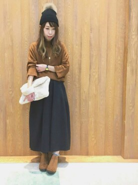 「DRESKIP（ドレスキップ）のアイテム（ニットキャップ/ビーニー）」を使った、Maaakiさん（レディース・152cm）の冬コーディネート
