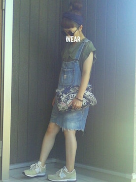 「RNA SLANG（アールエヌエースラング）のアイテム」を使った、しぃさん（レディース・151cm）の夏コーディネート