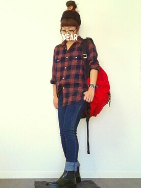 「smork（スモーク）のアイテム」を使った、しぃさん（レディース・151cm）の秋コーディネート