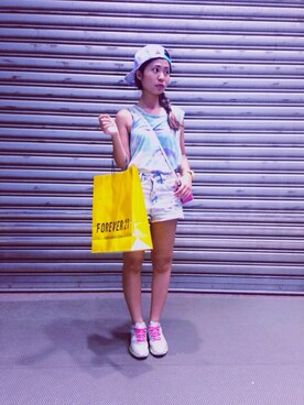 「Hater snapback（ヘイタースナップバック）のアイテム」を使った、bluegirlさん（レディース・156cm）の夏コーディネート