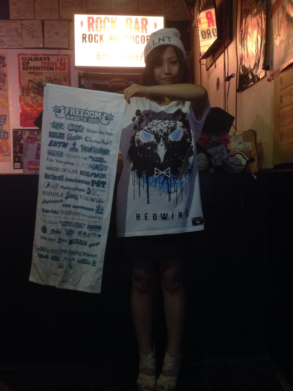 「ちび、オーバーサイズ、rock」｜「FREEDOM NAGOYAのアイテム（タオル、ホワイト系）」を使った、OMUSUBI at ROCKさん（レディース・148cm）の夏コーディネートの1枚目の写真
