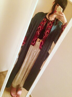 「黒髪」｜「アイテム（その他アウター）」を使った、でらおさん（レディース・168cm）の春コーディネート