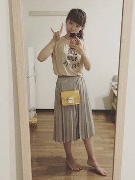 mamimiさんの「ウエストゴムプリーツスカート」を使ったコーディネート