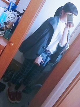 「Honeys（ハニーズ）のアイテム（クラッチバッグ）」を使った、ぬぅ。さん（レディース・156cm）の秋コーディネート