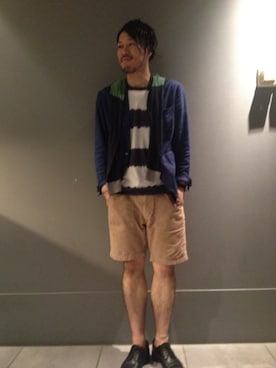 「NANO universe（ナノユニバース）のOcean Pacific(オーシャンパシフィック)/ OP別注 Walk Shorts（その他パンツ、ベージュ系）」を使った、嶺山 将也さん（メンズ・171cm）の夏コーディネート