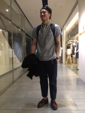 「KURO（クロ）のアイテム（デニムジャケット、ブラック系）」を使った、嶺山 将也さん（メンズ・171cm）の夏コーディネート