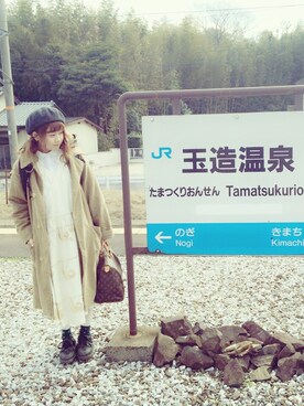 「アイテム（ステンカラーコート）」を使った、相ちゃんさん（レディース・165cm・10代）の春コーディネート