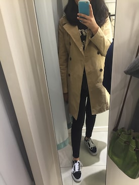 「New look（ニュールック）のアイテム（トレンチコート）」を使った、Harukaさん（レディース・174cm）の春コーディネート