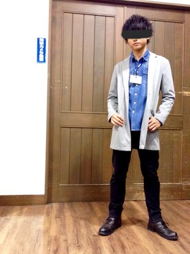 「アイテム（チェスターコート）」を使った、Kaedeさん（メンズ・176cm・10代）の秋コーディネート