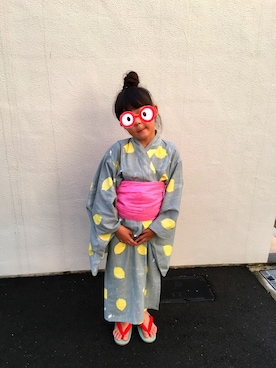 「フェリシモキッズ（フェリシモキッズ）のアイテム（浴衣）」を使った、uさん（キッズ・125cm）の秋コーディネート