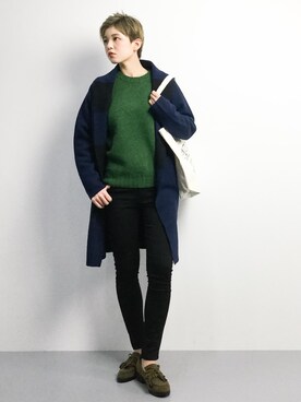 「LOUNGEDRESS（ラウンジドレス）のアイテム（その他アウター）」を使った、阿久津友里さん（レディース・165cm）の冬コーディネート